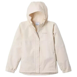 Columbia Hikebound II Rain Jacket Cream Girls M (10/12) Hooded Waterproof